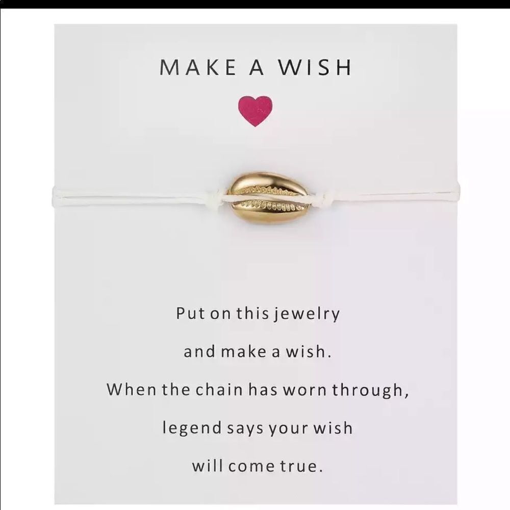 WHITE Make A Wish Cord Cowrie Bracelet